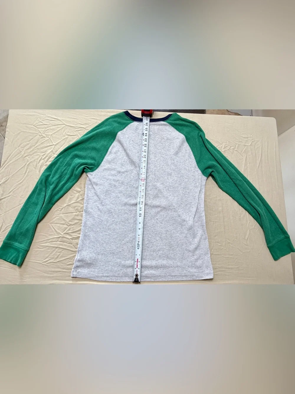 Old Navy Boys Colorblock Raglan Waffle Knit Long Sleeve Crew Neck T-Shirt L